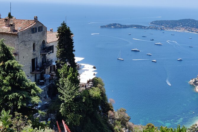 Visit of the Medieval Village of Èze - Château Eza: the restaurant view that frames the village